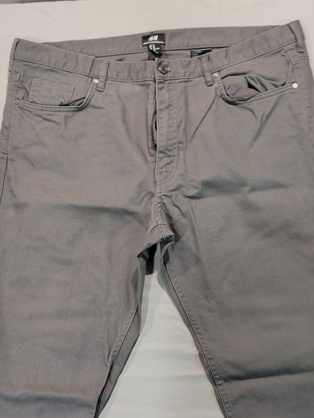 H&M Skinny Fit Grey Chinos - Size 40x32